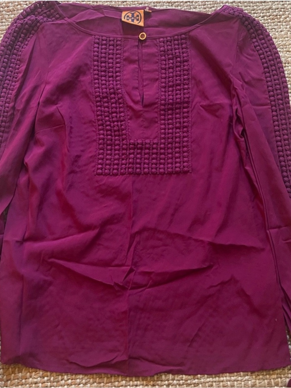 NEVER WORN Tory Burch Berry Bobble-Front Tunic Blouse - Picture 2 of 4
